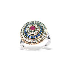 Wholesale Silver Round Fuchsia CZ Sapphire Semi Precious Ring,Sapphire Stone