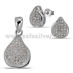 Wholesale 925 Sterling Silver Drop CZ Micro Pave Jewelry Set