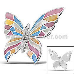 Wholesale 925 Sterling Silver Multi Color Butterfly Semi Precious Pendant
