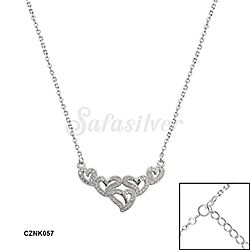 Wholesale 925 Silver Micro Pave Heart Cubic Zirconia Rhodium Plated Necklace