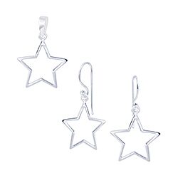 Wholesale 925 Sterling Silver Star Plain Jewelry Set