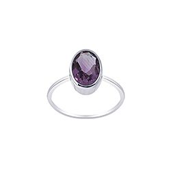 Wholesale 925 Sterling Silver Amethyst  Oval Crystal Semi Precious Ring  
