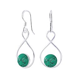 Wholesale 925 Sterling Silver Dangle Infinity Turquoise Semi Precious Earrings