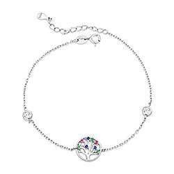 Wholesale 925 Sterling Silver Round Design Tree Cubic Zirconia Bracelet