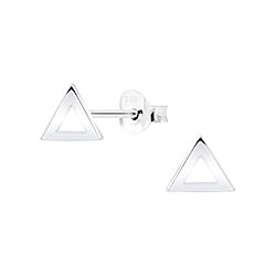 Triangle Shaped Geometric Stud Earrings Silver