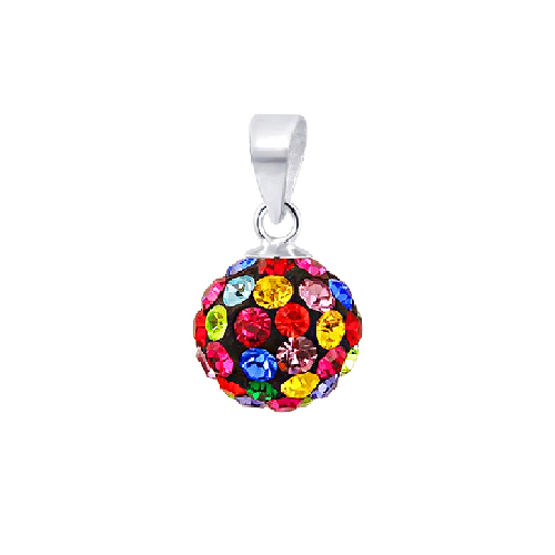 Wholesale Silver 10mm Ball Multi Color Crystal Pendant