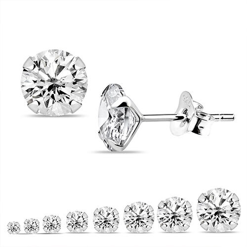 Silver 925 Square Invisible Cut Clear CZ Stud Earring - STUD SQ CL IN
