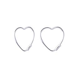 Wholesale 925 Sterling Silver Heart Plain Hoop Earring