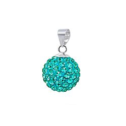 Wholesale 925 Sterling Silver 12 mm Ball Blue zircon Crystal Pendant
