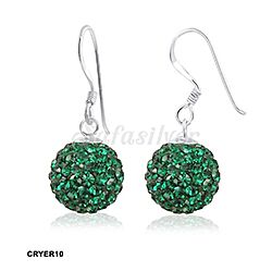 Wholesale 925 Sterling Silver 12mm Ball Shape Emerald Crystal Earrings