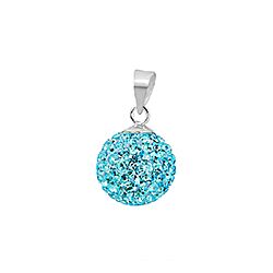 Wholesale 925 Sterling Silver 12mm Ball Aquamarine  Crystal Pendant