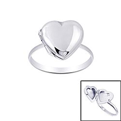 Wholesale 925 Sterling Silver heart Locket Ring 12mm
