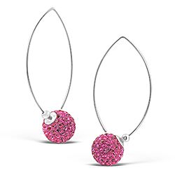 Wholesale 925 Sterling Silver 12mm Light Rose Crystal Earrings