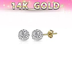 Wholesale 14ct Gold Crystal Ball Stud Earring
