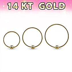 Wholesale 14K gold Nose Hoops with ball 