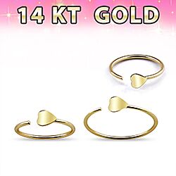 Wholesale 14K Gold Heart Hoop Nose Ring