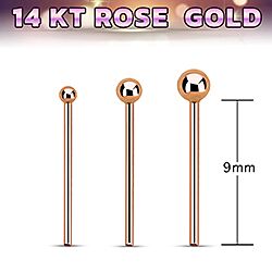 Wholesale 14K 9mm Rose Gold Ball Nose Stud