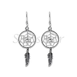 Wholesale 925 Sterling Silver 14mm Beaded Oxidized Plain Earring