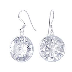 Wholesale 925 Sterling Silver 14mm Round Cubic Zirconia Earrings