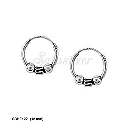 Wholesale 925 Sterling Silver Beaded Bali Hoop Earrings