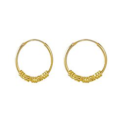 Wholesale925 Sterling Silver Gold Plated Bali Hoop Earrings