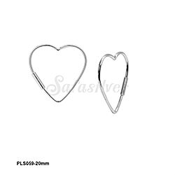 Wholesale 925 Sterling Silver 20mm Heart Plain Hoop Earrings