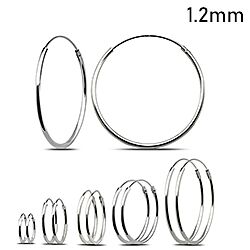 Wholesale 925 Sterling Silver Round Rhodium Plated Plain Hoop Earrings