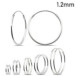 Wholesale 925 Sterling Silver Capped Tube Plain Hoop Earrings	