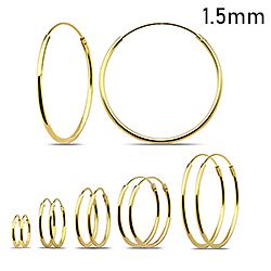 Wholesale 925 Sterling Silver 1.5mm Thick Gold Plated  Plain Hoop Earrings