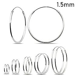 1.5mm hoop earring wholesale , plain silver hoops