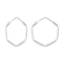 Wholesale 925 Sterling Silver Hexogan Shaped Plain Hoop Earring