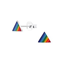 Wholesale 925 Sterling Silver Triangle Rainbow Kids Stud Earrings   