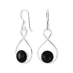 Wholesale 925 Sterling Silver Onyx Infinity Semi Precious Earrings
