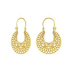 Wholesale 925 Sterling Silver 29mm Gold Plated Filigree Plain Earring