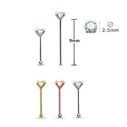 2.5 MM Round AB Color Cubic Zirconia Stone Silver Nose Studs