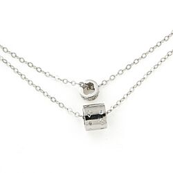 Wholesale 925 Sterling Silver Tiny Rotating CZ Rhodium Plated Necklace