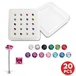 2 mm x 2 mm Square Nose Studs | Crystal Nose Studs  Wholesale
