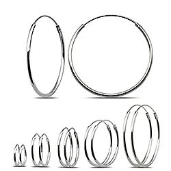 Wholesale 925 Sterling Silver 2mm Thick Rhodium Plated Plain Hoop Earrings