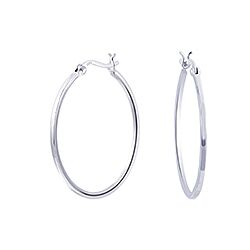 Wholesale 925 Sterling Silver Big Flat Plain Hoop Earring