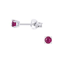 Wholesale 925 Silver Round Rose Ruby Stone Stud Earrings