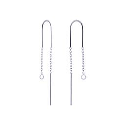 Wholesale 925 Sterling Silver Circle Chain Earrings Findings