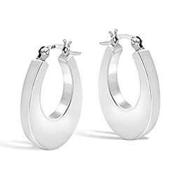 Wholesale 925 Sterling Silver Crescent Moon Plain Hoop Earring 