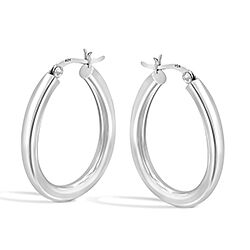 Wholesale 925 Sterling Silver Classic Oval Plain Hoop Earring 