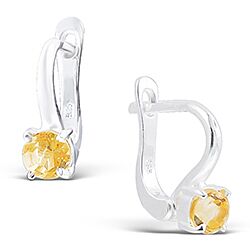 Wholesale 925 Sterling Silver 5mm Lever Back Citrine Semi Precious Earrings