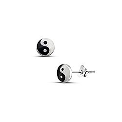  Silver 5mm Yin Yang Kids Stud Earrings 