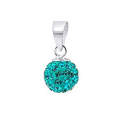 Wholesale 925 Sterling Silver 8mm Ball Blue Zircon Crystal Pendant