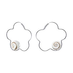 Wholesale 925 Sterling Silver 25mm Round Shell Shiva Eye Earrings