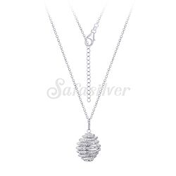 Wholesale 925 Sterling Silver Spiral Cubic Zirconia Rhodium Plated Necklace