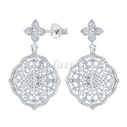 Wholesale 925 Sterling Silver Diamond-shaped Cubic Zirconia Rhodium Plated Stud Earrings