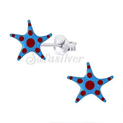 Wholesale 925 Sterling Silver Enamel Starfish Kids Stud Earrings  